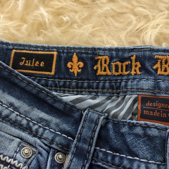 Rock Revival ‘Julee’ Bootcut Faded Blue Jeans with Detailed Stitching - Picture 5 of 7